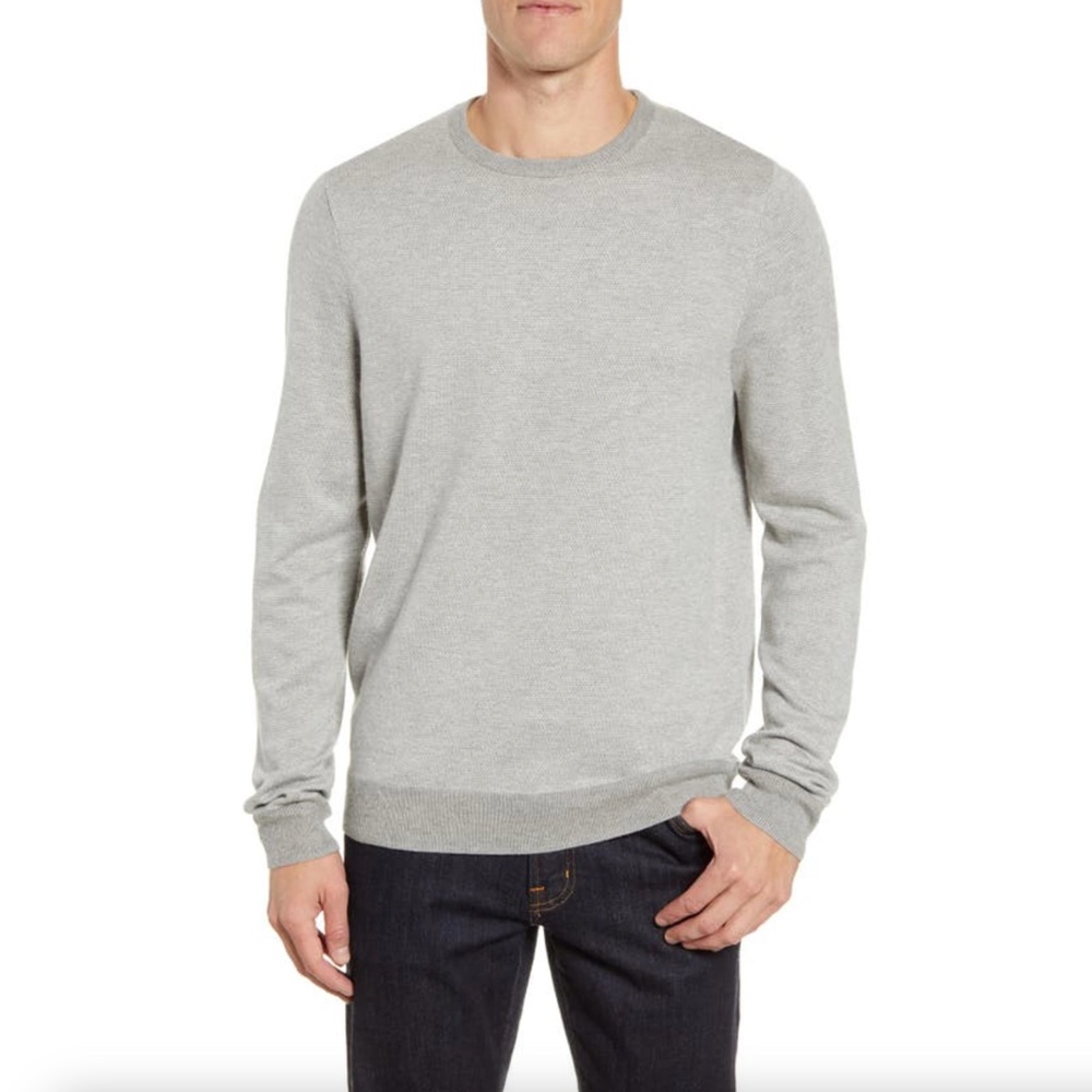 NORDSTROM MEN'S SHOP Shop Bird's Eye Crewneck Sweater In Grey Oil Birdse…